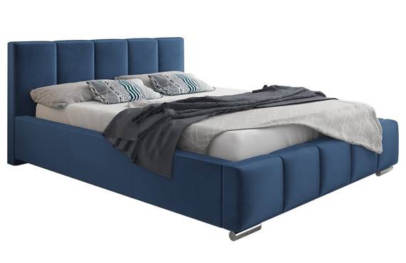Łóżko tapicerowane z pojemnikiem 120x200 niebieskie Brandon